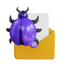 Email Virus 3D Icon. Email spam 3D Icon