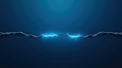 Two electrical wires connected by a powerful arc of electricity, set against a dark blue backdrop, symbolizing connectivity and the flow of energy.