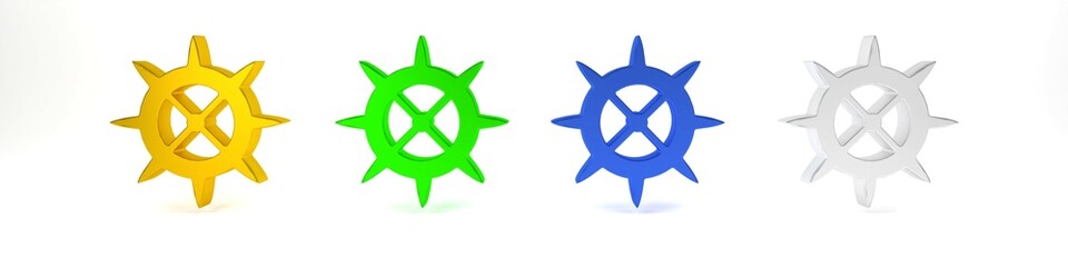 Colorful Bicycle sprocket crank icon isolated on white background. Minimalism concept. 3D render illustration