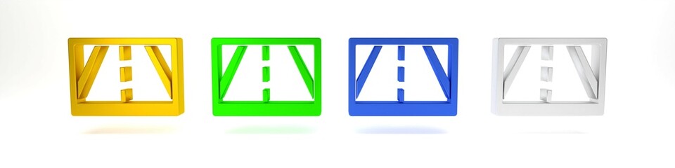 Colorful Gps device with map icon isolated on white background. Minimalism concept. 3D render illustration