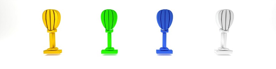Colorful Punching bag icon isolated on white background. Minimalism concept. 3D render illustration