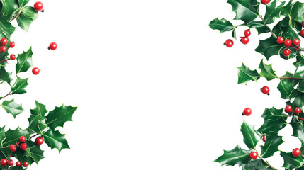 Holly Leaves and Berries isolated transparent background