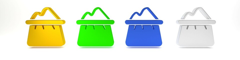 Colorful Bag of flour icon isolated on white background. Minimalism concept. 3D render illustration