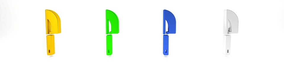 Colorful Knife icon isolated on white background. Cutlery symbol. Minimalism concept. 3D render illustration