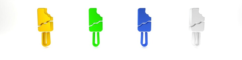 Colorful Ice cream on stick icon isolated on white background. Sweet symbol. Minimalism concept. 3D render illustration