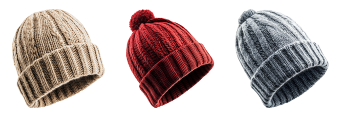 Colorful Knitted Beanies in Various Styles and Shades