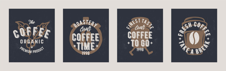 Set of Coffee Posters, Banners templates. Background design with coffee icons for invitations, banner, brochure, poster, cover, menu design.