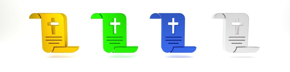 Fototapeta premium Colorful Decree, paper, parchment, scroll icon icon isolated on white background. Chinese scroll. Minimalism concept. 3D render illustration