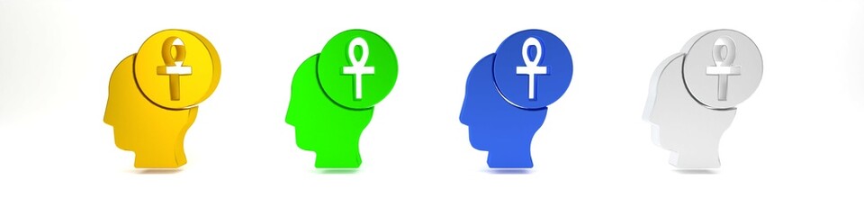 Colorful Cross ankh icon isolated on white background. Minimalism concept. 3D render illustration