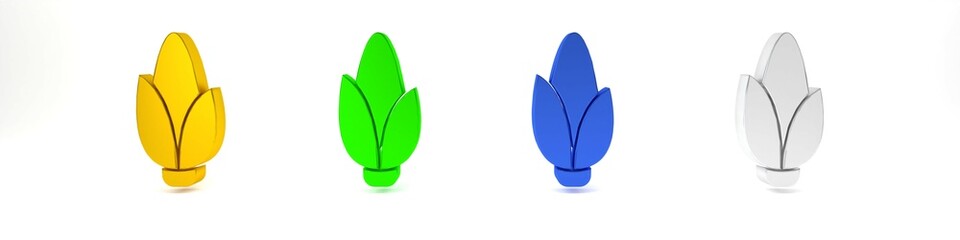 Colorful Corn icon isolated on white background. Minimalism concept. 3D render illustration