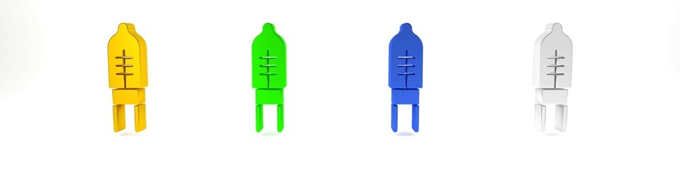 Colorful Light emitting diode icon isolated on white background. Semiconductor diode electrical component. Minimalism concept. 3D render illustration