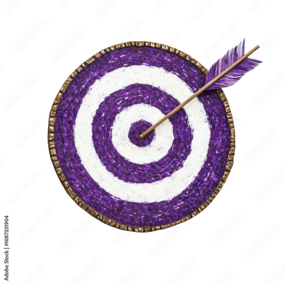 Poster purple bullseye with arrow isolated transparent background