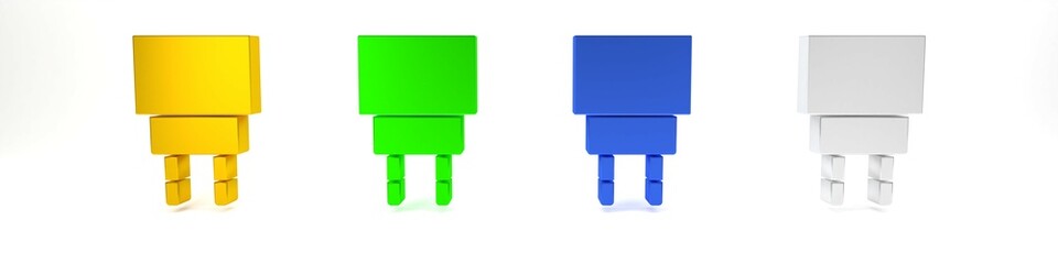 Colorful Charger icon isolated on white background. Minimalism concept. 3D render illustration