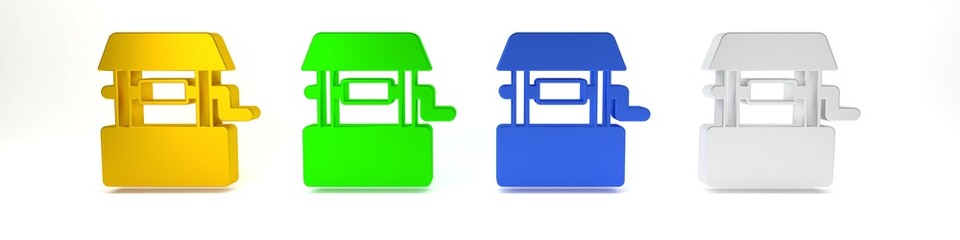 Colorful Well icon isolated on white background. Minimalism concept. 3D render illustration