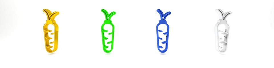 Colorful Carrot icon isolated on white background. Minimalism concept. 3D render illustration