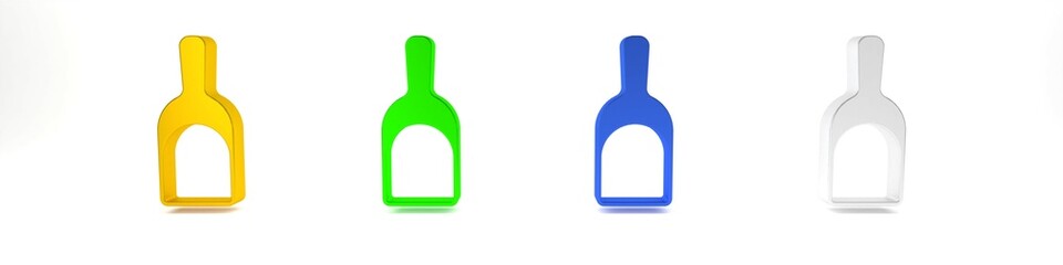 Colorful Dustpan icon isolated on white background. Cleaning scoop services. Minimalism concept. 3D render illustration