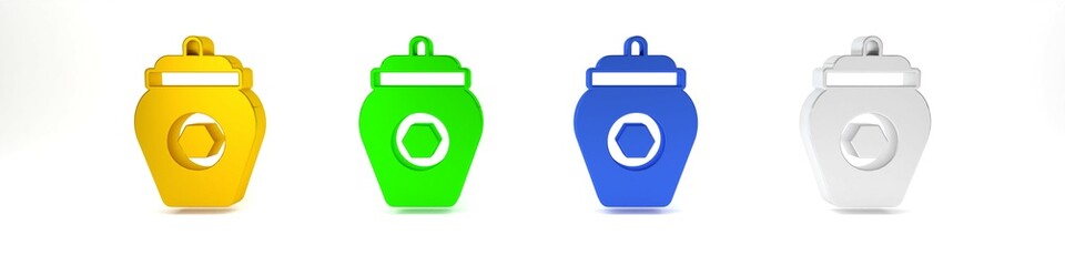 Colorful Jar of honey icon isolated on white background. Food bank. Sweet natural food symbol. Minimalism concept. 3D render illustration