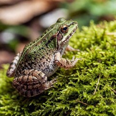 Obraz premium Detailed macro of frost forming on a hibernating frog's skin.