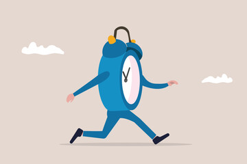 Clock Running Away. concept of organizing time, planning tasks and scheduling