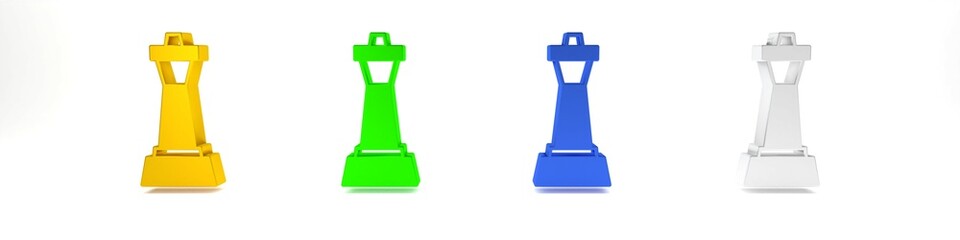 Colorful Chess icon isolated on white background. Business strategy. Game, management, finance. Minimalism concept. 3D render illustration