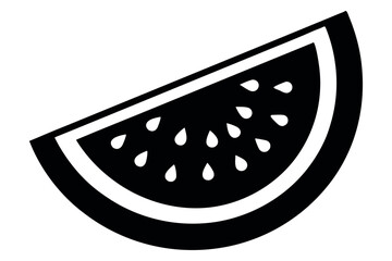 Black and white silhouette watermelon slice with seeds vector illustration