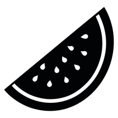 Black and white silhouette watermelon slice with seeds vector illustration
