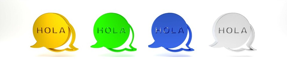 Colorful Hola icon isolated on white background. Minimalism concept. 3D render illustration © vector_v
