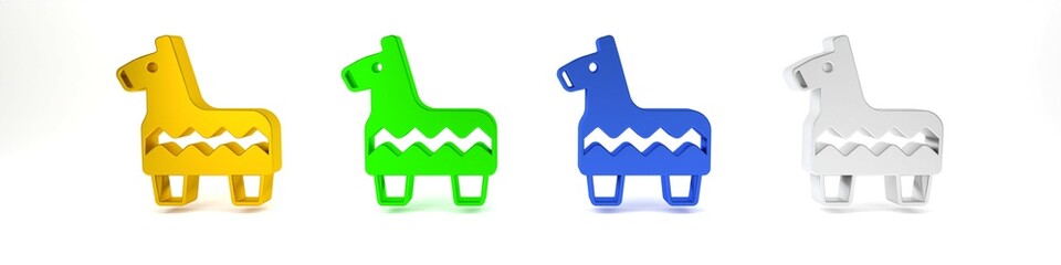 Colorful Pinata icon isolated on white background. Mexican traditional birthday toy. Minimalism concept. 3D render illustration