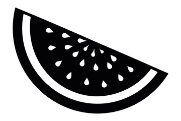 Black and white silhouette watermelon slice with seeds vector illustration