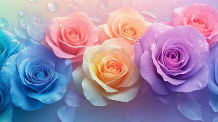 Fototapeta premium Rainbow colored roses