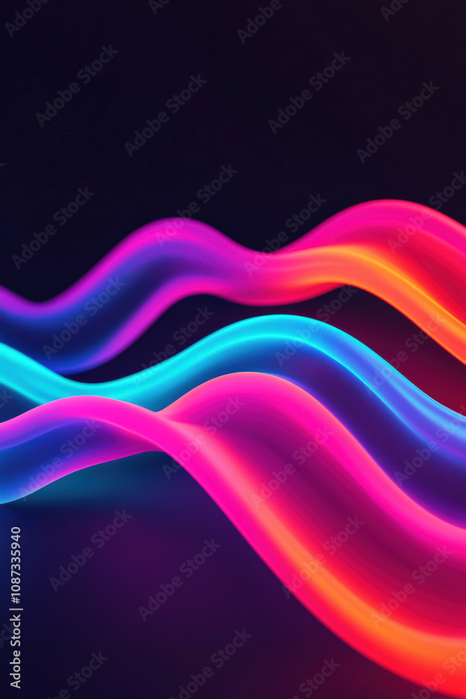 Poster dynamic neon waves in vibrant colors create a mesmerizing visual effect, perfect for backgrounds, ab