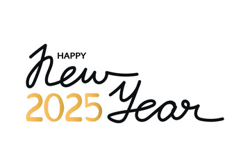 Happy New Year 2025 calligraphy design. Had drawn logo vector illustration
