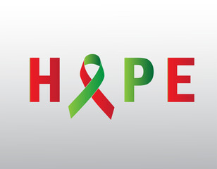 June is Bowel Cancer Awareness Month vector illustration. Green red awareness cancer ribbon icon vector isolated on a white background.