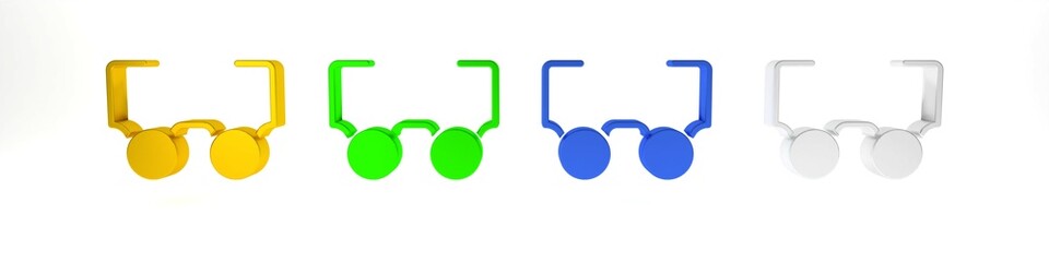 Colorful Glasses icon isolated on white background. Eyeglass frame symbol. Minimalism concept. 3D render illustration