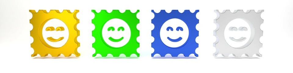 Colorful LSD acid mark icon isolated on white background. Acid narcotic. Postmark. Postage stamp. Health danger. Minimalism concept. 3D render illustration