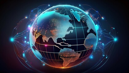 Obraz premium globe with network icon futuristic tech