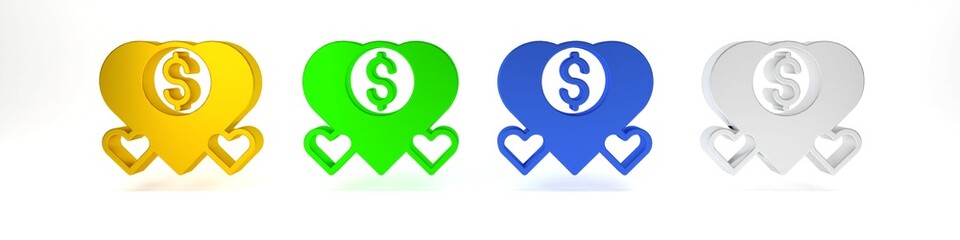 Colorful Donation and charity icon isolated on white background. Donate money and charity concept. Minimalism concept. 3D render illustration