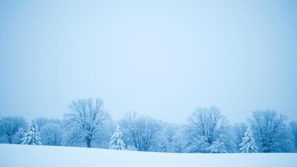 Composite image of snow falling over a winter landscape, beautiful