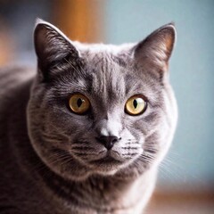 Obraz premium Extreme close up portrait British Shorthair cat at home