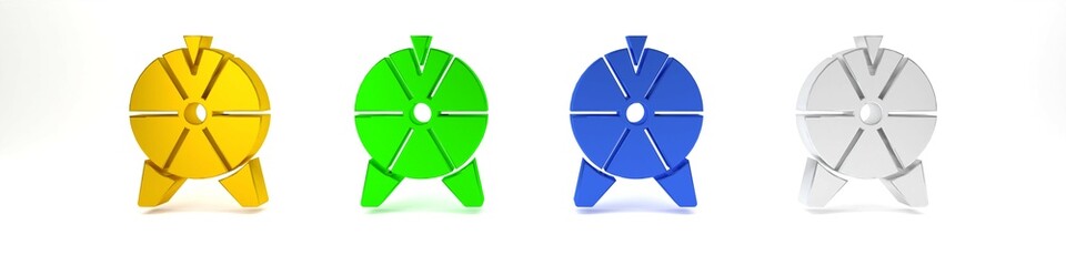 Colorful Lucky wheel icon isolated on white background. Minimalism concept. 3D render illustration