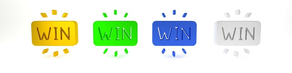 Colorful Casino win icon isolated on white background. Minimalism concept. 3D render illustration