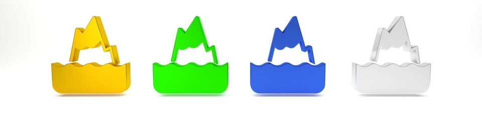 Colorful Iceberg icon isolated on white background. Minimalism concept. 3D render illustration
