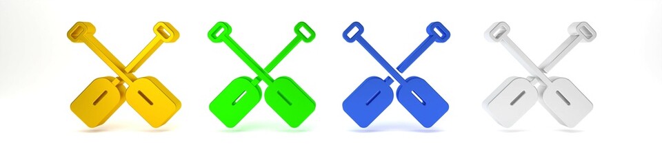 Colorful Paddle icon isolated on white background. Paddle boat oars. Minimalism concept. 3D render illustration