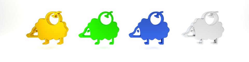 Colorful Hedgehog icon isolated on white background. Animal symbol. Minimalism concept. 3D render illustration