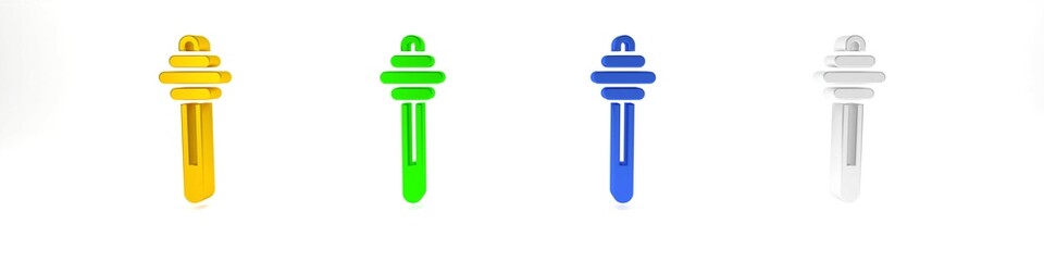 Colorful Honey dipper stick icon isolated on white background. Honey ladle. Minimalism concept. 3D render illustration