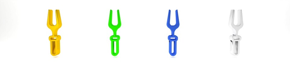 Colorful Barbecue fork icon isolated on white background. BBQ fork sign. Barbecue and grill tool. Minimalism concept. 3D render illustration