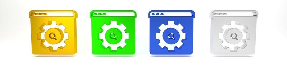Colorful Browser setting icon isolated on white background. Adjusting, service, maintenance, repair, fixing. Minimalism concept. 3D render illustration