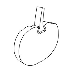 The outline of a large pumpkin symbol is made with black lines. 3D view of the object in perspective. Vector illustration on white background