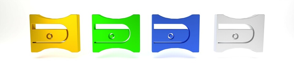 Colorful Pencil sharpener icon isolated on white background. Minimalism concept. 3D render illustration