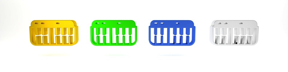 Colorful Music synthesizer icon isolated on white background. Electronic piano. Minimalism concept. 3D render illustration